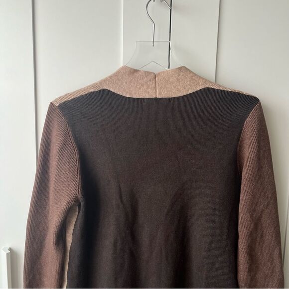 Pink Clover Color Block Cardigan Sweater Pockets Taupe Brown Womens small‎ NWOT - Picture 14 of 14